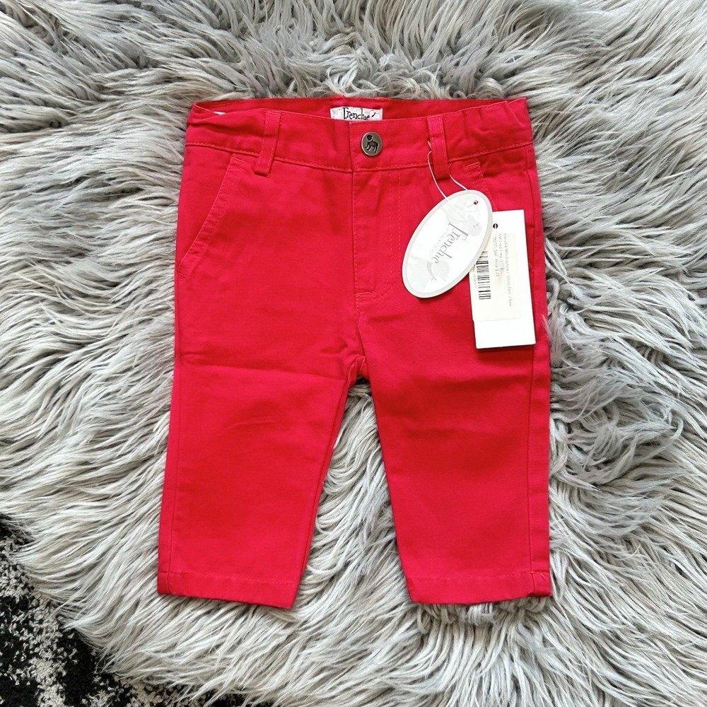Frenchie Mini Couture Toddler Red‎ Denim Chino  Size 6M NWT ($60)